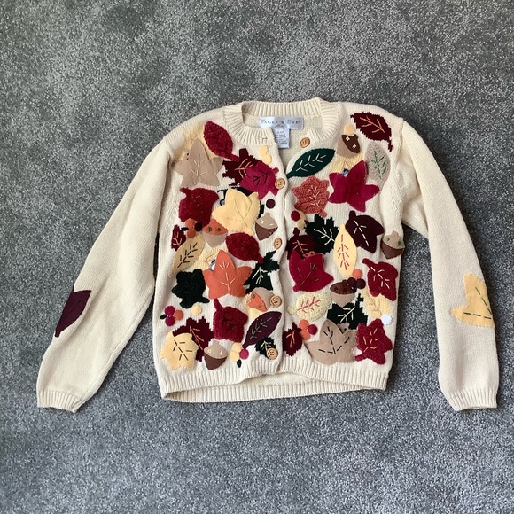 🆕LISTING 🍁GIRLS Fall Leaves Sweater - Picture 2 of 6